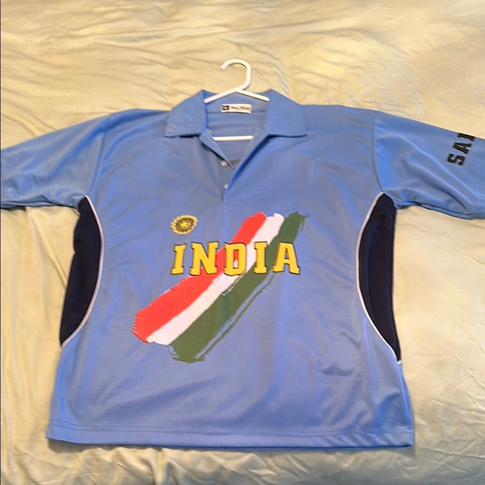 Blue India Cricket Style Polo Shirt